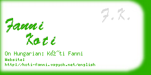 fanni koti business card